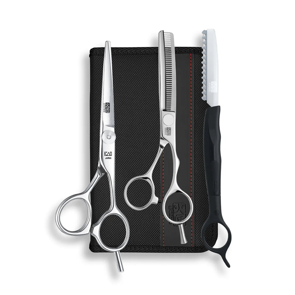 PRO KDM-60OSSET - комплект ножица 6", филажна ножица 6", бръснач, 1+1+1 бр