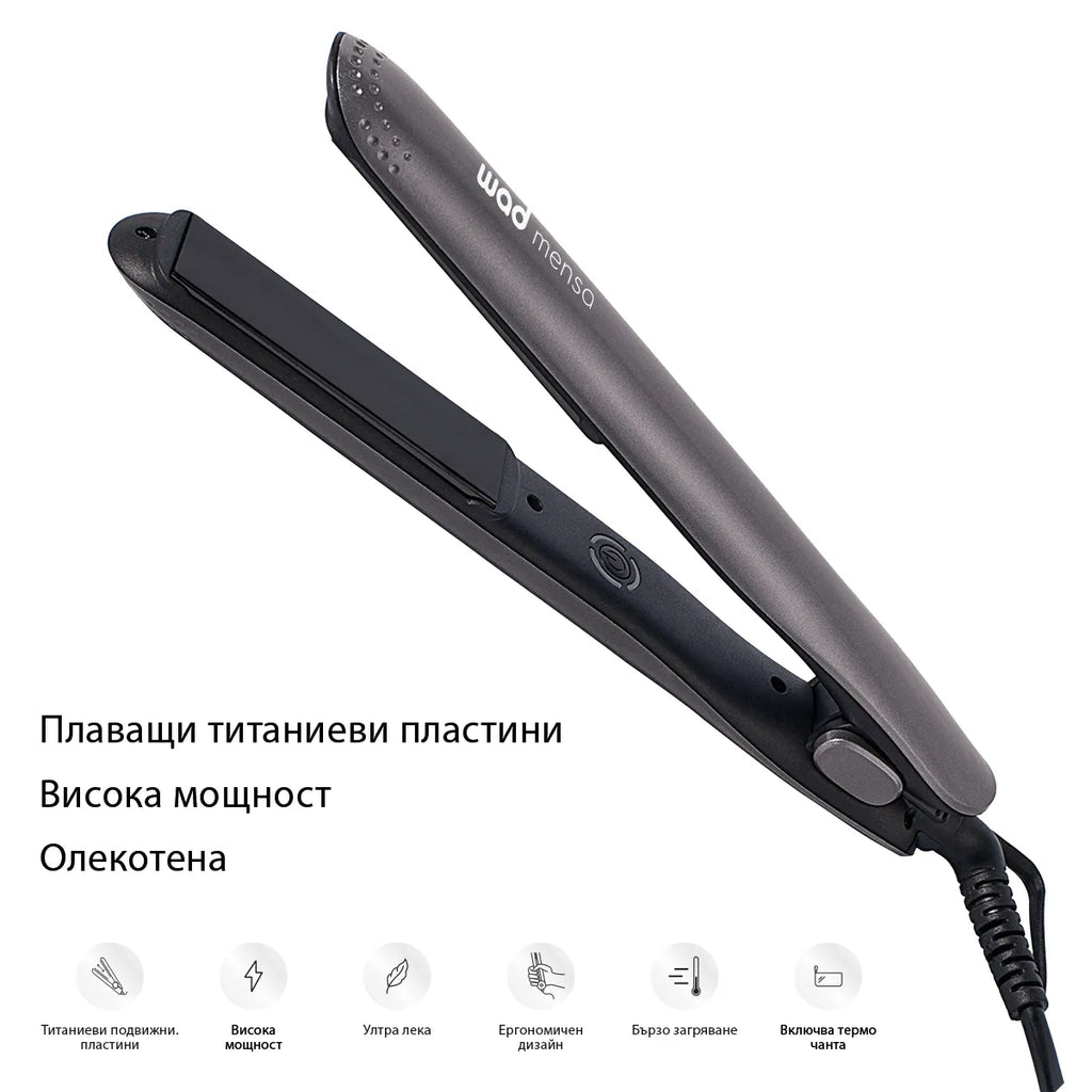 PRO MENSA Straightener Black - олекотена преса за коса, #Black
